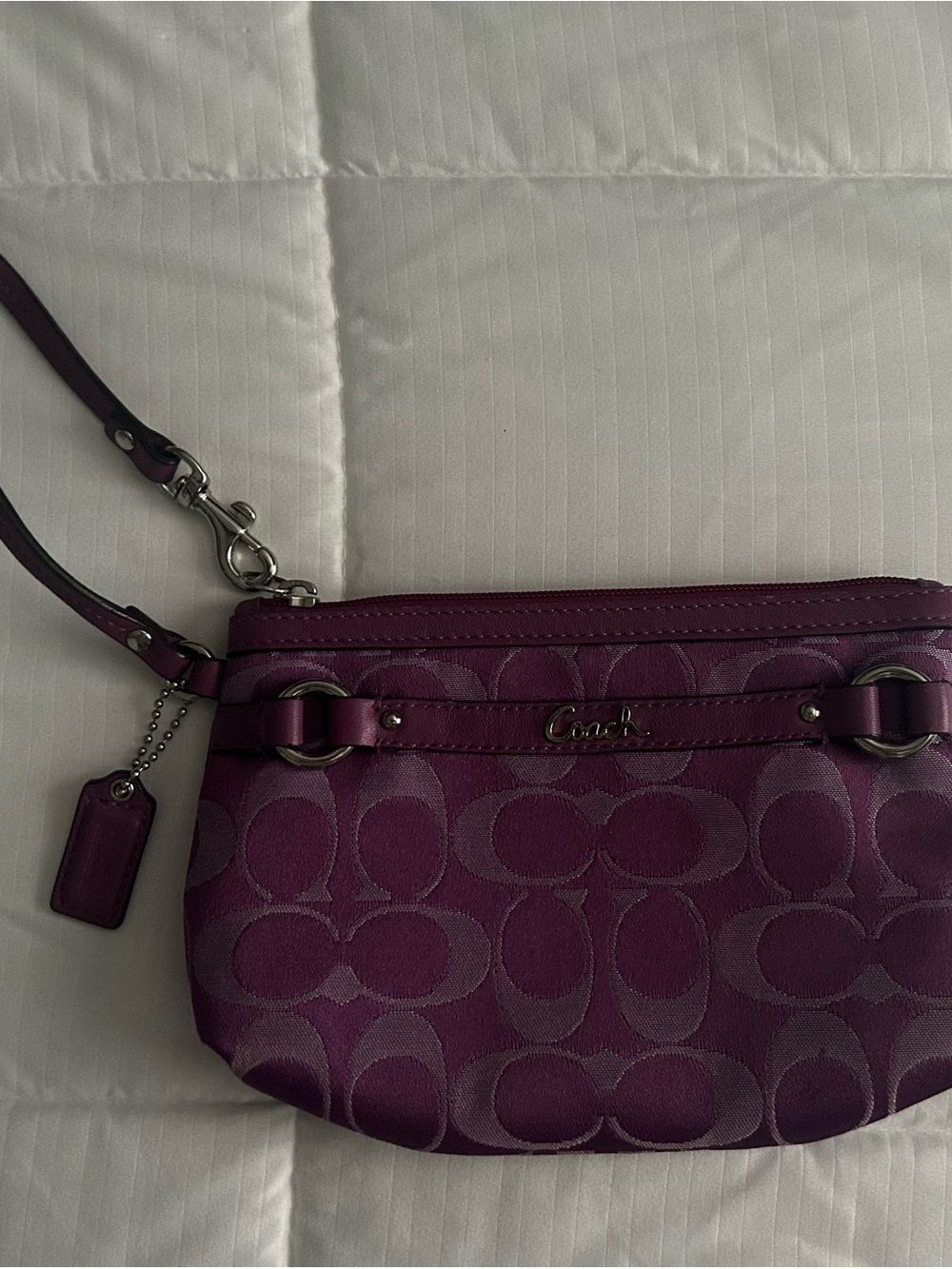 Coach Plum Signature Wristlet